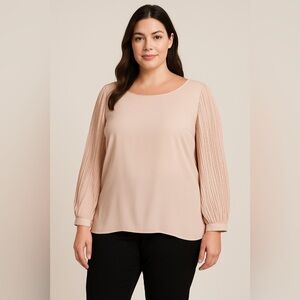 Vince Camuto Blush Pleated Sleeve Blouse